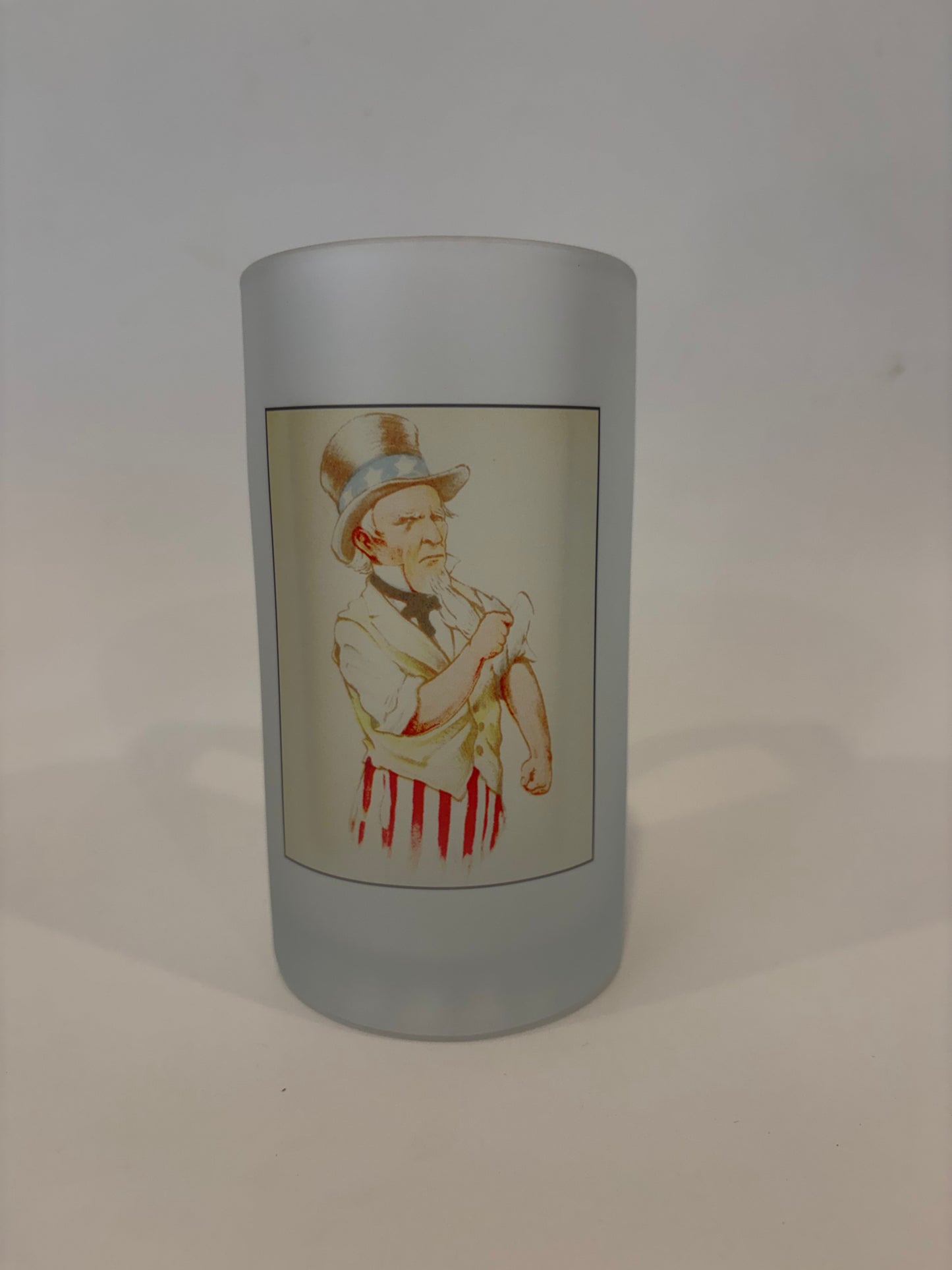 Uncle Sam Frosted Glass Beer Mug