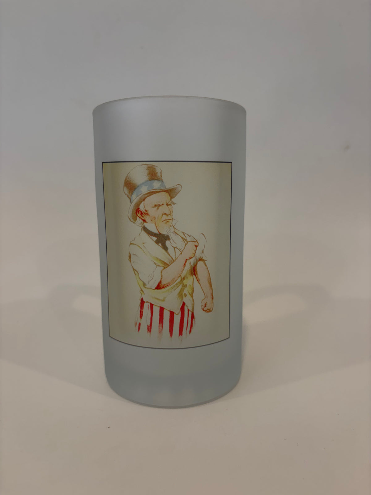 Uncle Sam Frosted Glass Beer Mug