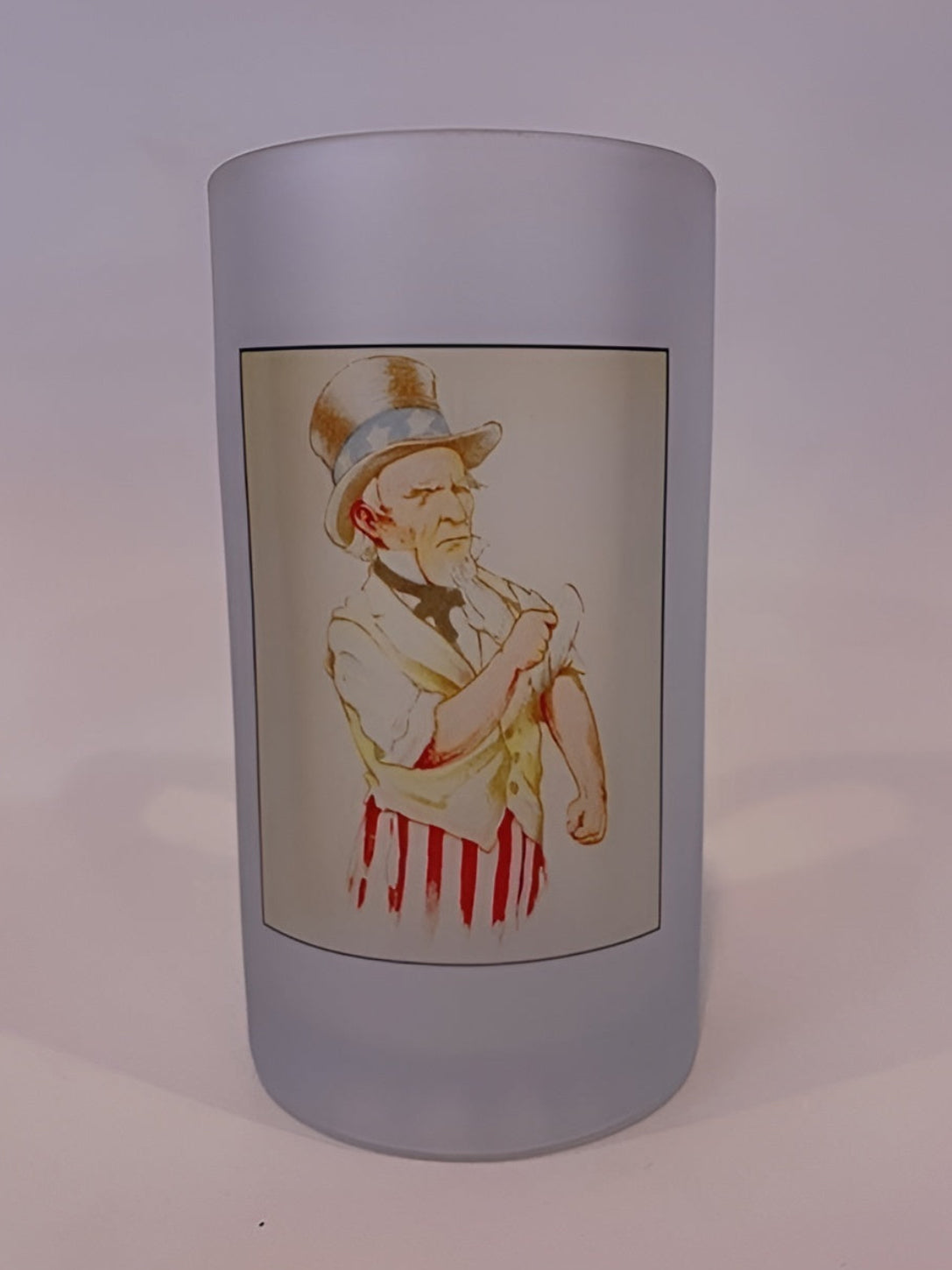Uncle Sam Frosted Glass Beer Mug