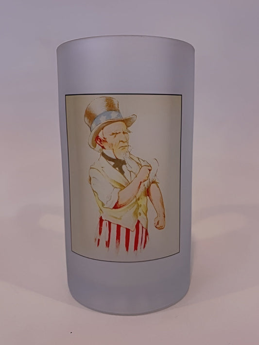 Uncle Sam Frosted Glass Beer Mug