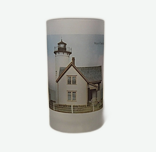 Colorful Frosted Glass Mug of West Chop Light in Tisbury, MA