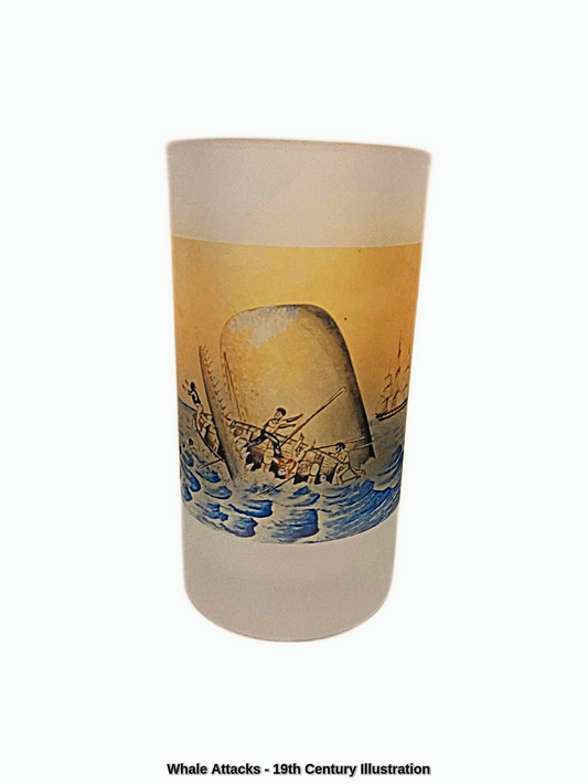 Colorful Frosted Glass Beer Mug Of Whale Destroying Whale Boat
