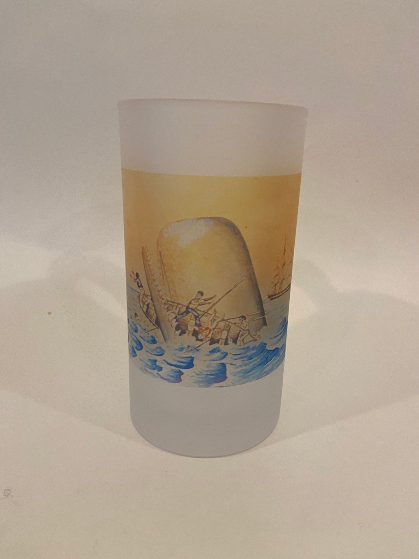 Colorful Frosted Glass Beer Mug Of Whale Destroying Whale Boat
