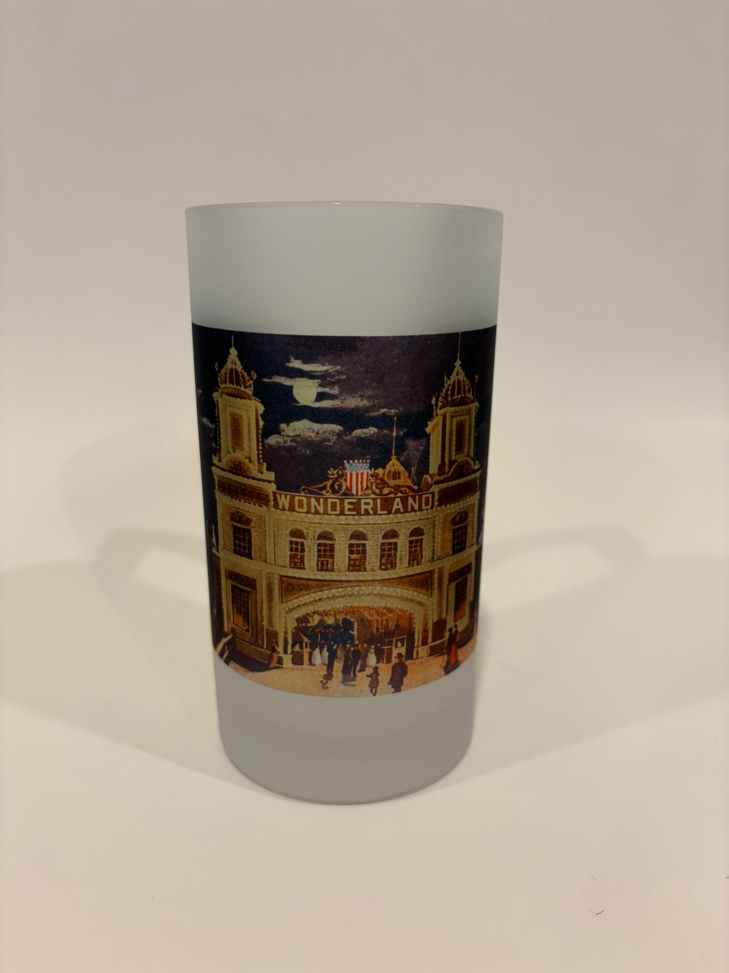 Colorful Frosted Glass Beer Mug Of Wonderland At Night At Revere Beach On Boston's North Shore
