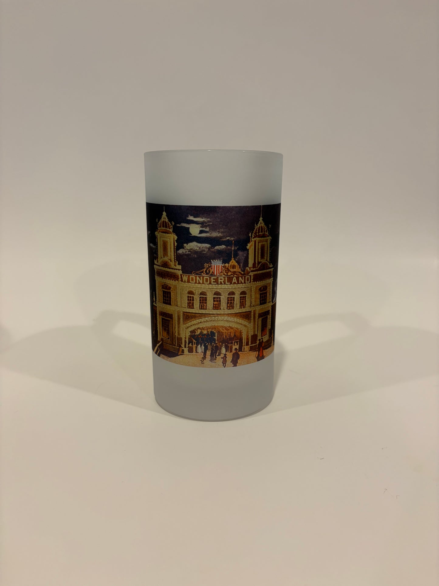 Colorful Frosted Glass Beer Mug Of Wonderland At Night At Revere Beach On Boston's North Shore