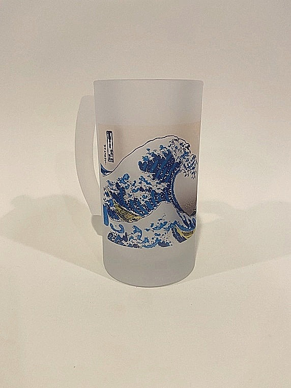Colorful Frosted Glass Beer Mug Of The Great Wave Off Kanazawa