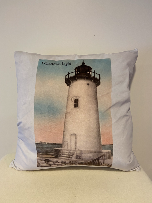 Edgartown Lighthouse Pillow in Soft Sueded Cotton