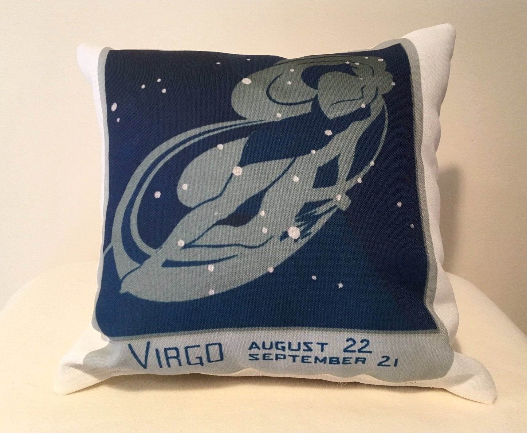 Art Deco Zodiac Pillow - Virgo - That Fabled Shore Home Decor