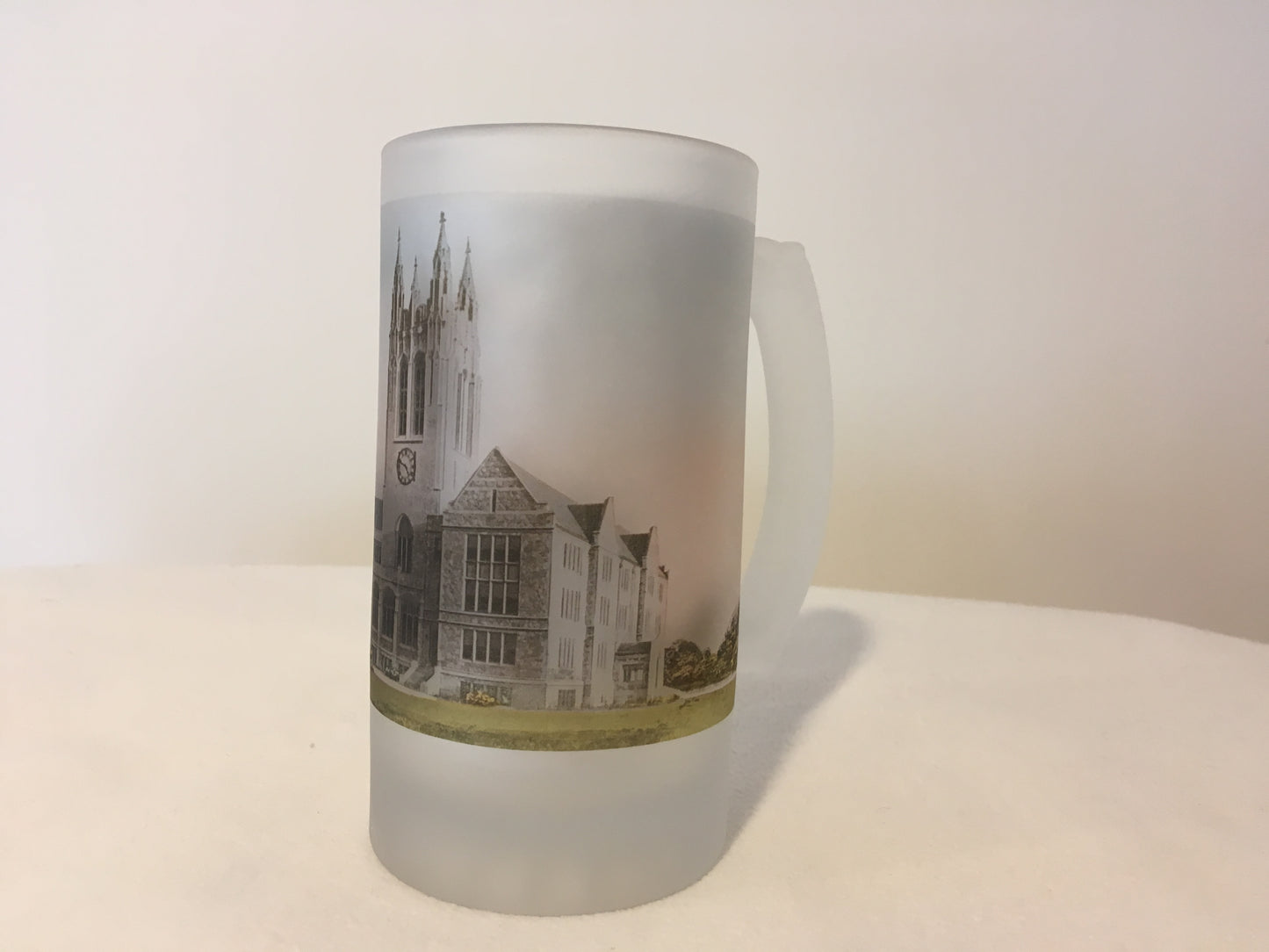 Boston College Frosted Glass Beer Mug Featuring Gasson Hall - That Fabled Shore Home Decor