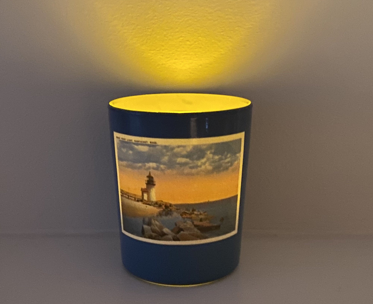 Set of 3 Nantucket Lighthouse Glass Tea Light Candle Holders