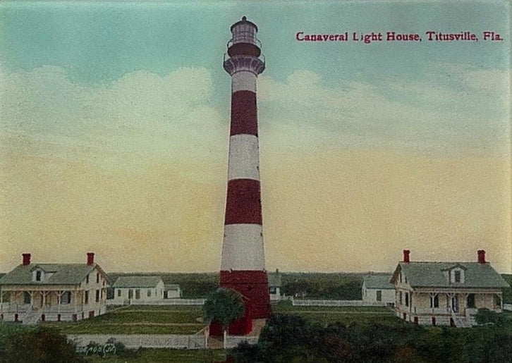 Canaveral Lighthouse in Titusville, Florida As A Brightly Colored Tempered Glass Cutting Board.