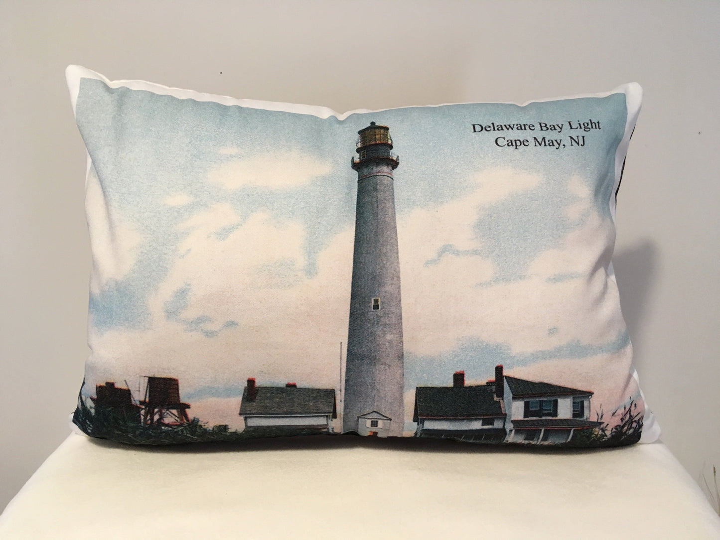 Colorful Cotton Twill Pillow Of New Jersey's Cape May Light - That Fabled Shore Home Decor