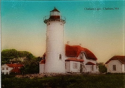 Chatham Light on Cape Cod As An 15 x 11 inch Tempered Glass Cutting Board