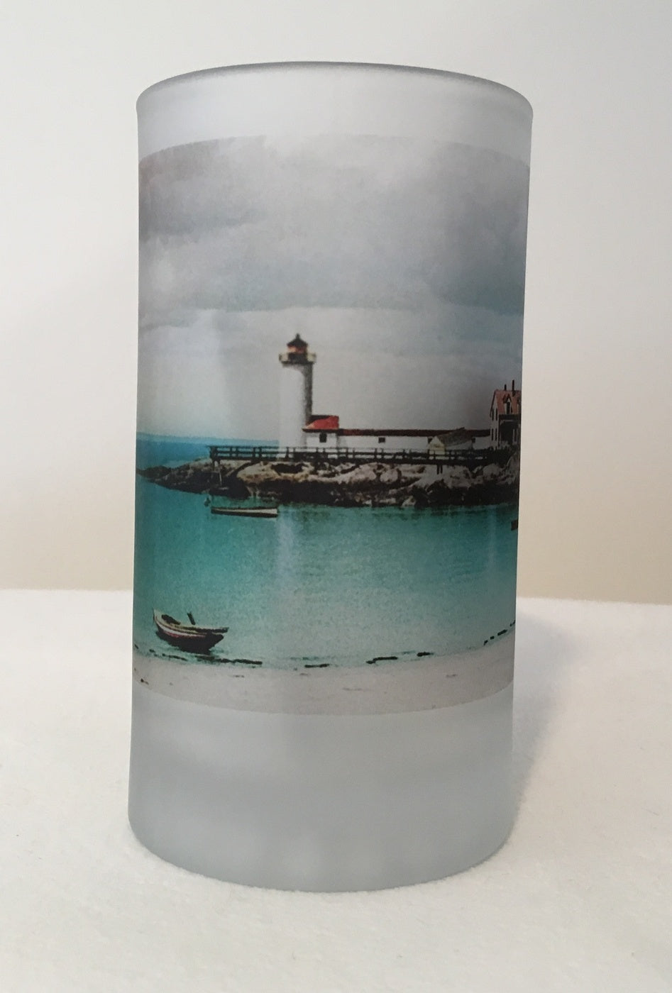 Colorful Frosted Glass Mug Set Of 5 North Shore Lighthouses - That Fabled Shore Home Decor