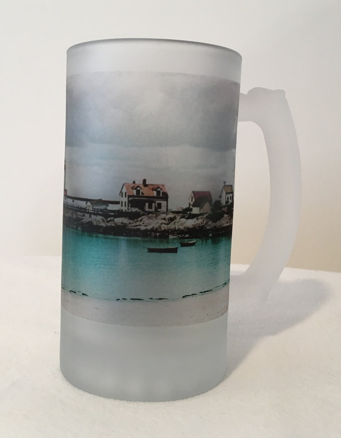 Colorful Frosted Glass Mug of Annisquam Light in Gloucester, MA - That Fabled Shore Home Decor