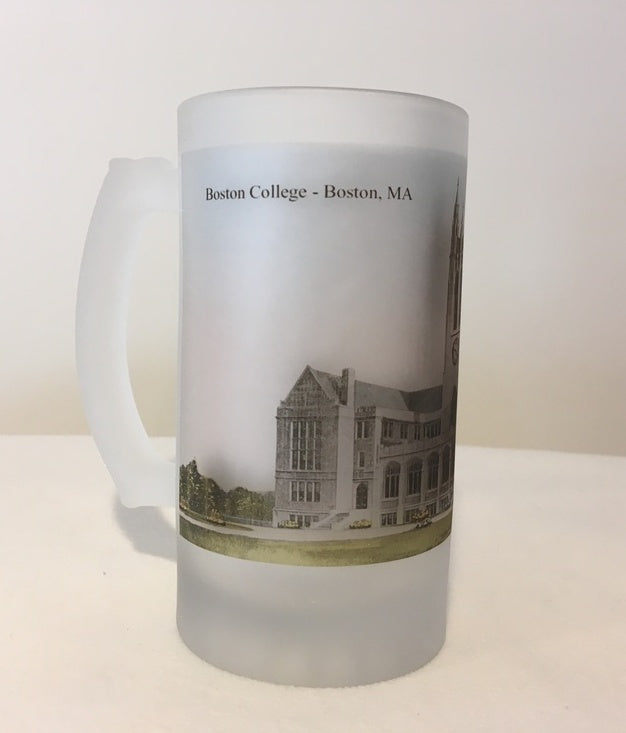Boston College Frosted Glass Beer Mug Featuring Gasson Hall - That Fabled Shore Home Decor