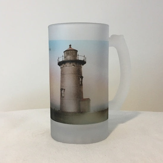 Colorful Frosted Glass Mug of East Chop Light in Oak Bluffs, MA - That Fabled Shore Home Decor