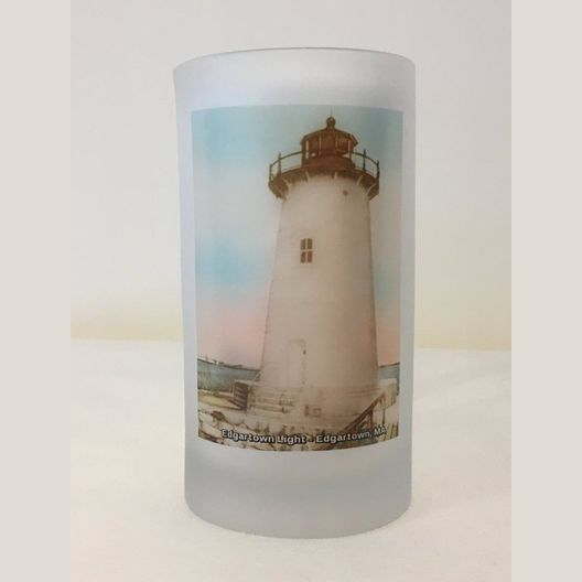Colorful Frosted Glass Mug of Edgartown Light in Edgartown, MA. - That Fabled Shore Home Decor