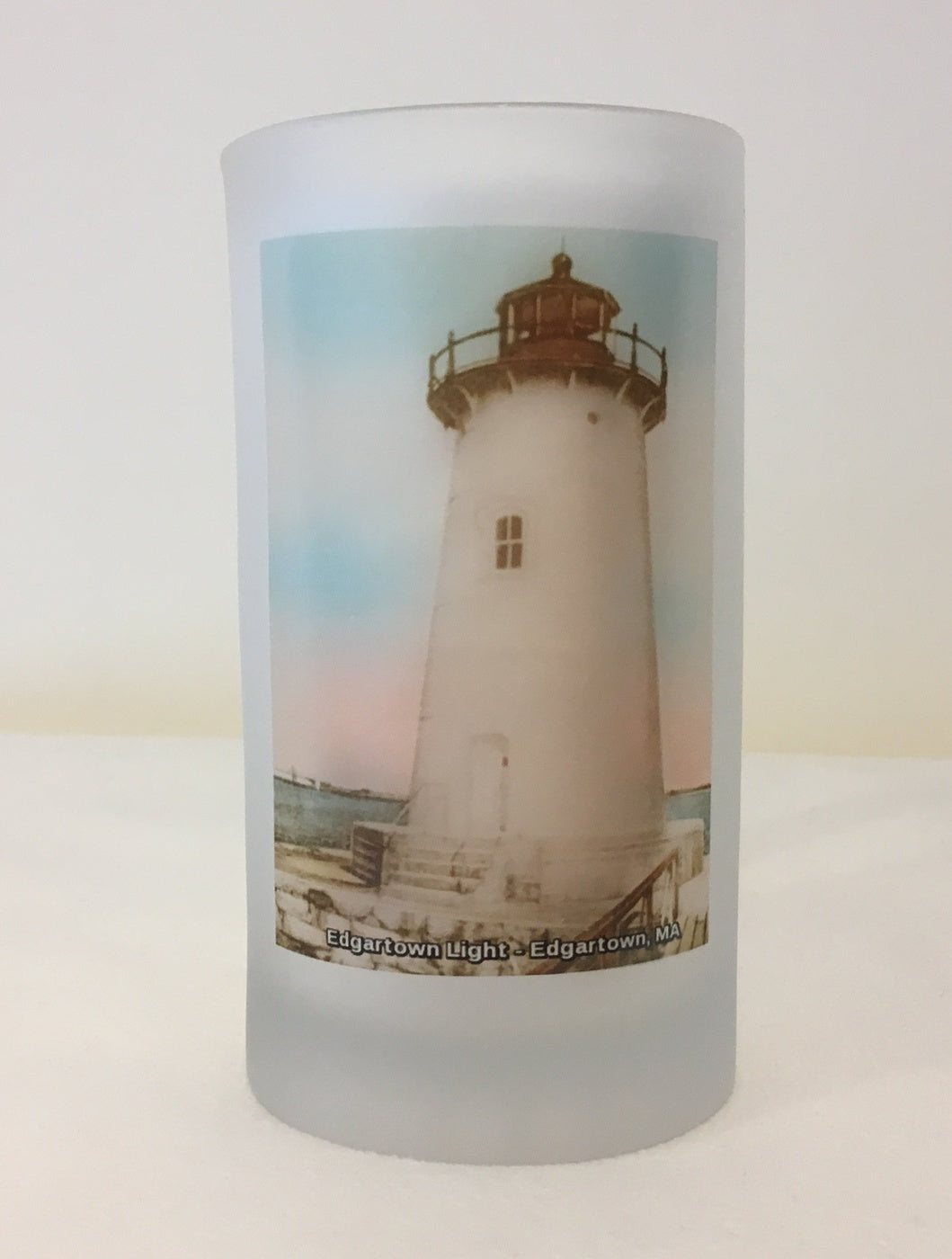 Colorful Frosted Glass Mug Set Of 4 Martha's Vineyard Lighthouses - That Fabled Shore Home Decor