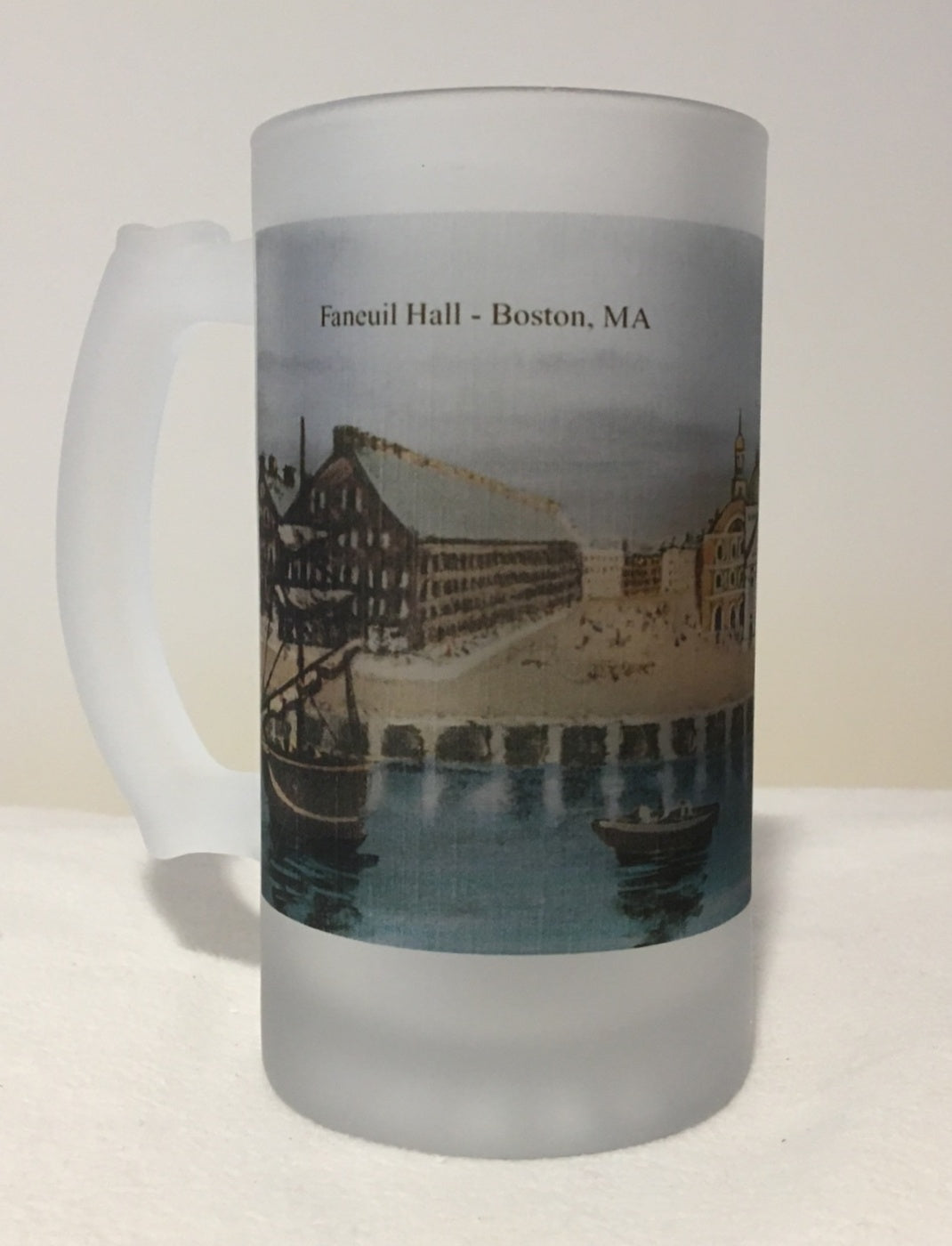 Colorful Frosted Glass Mug of Boston's Historic Faneuil Hall - That Fabled Shore Home Decor
