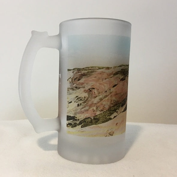 Colorful Frosted Glass Mug of Gay Head Light in Aquinnah, MA - That Fabled Shore Home Decor