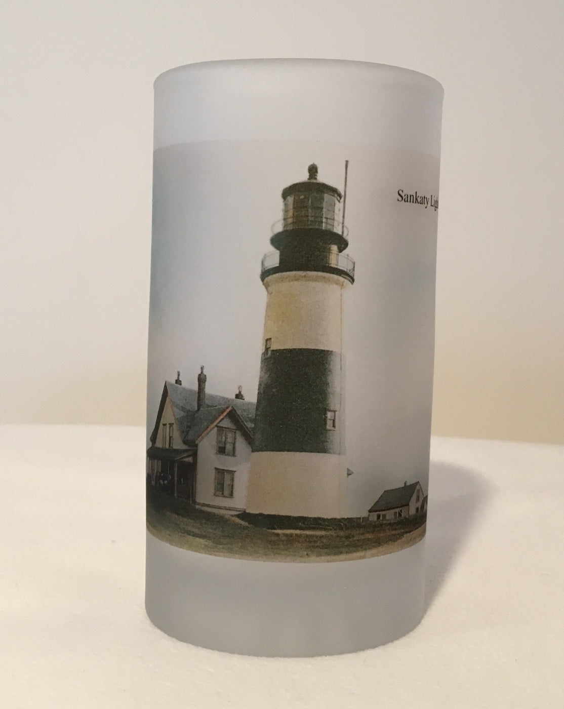 Colorful Frosted Glass Mug Of Nantucket's Sankaty Light - That Fabled Shore Home Decor