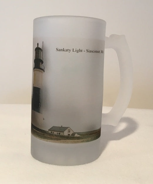 Colorful Frosted Glass Mug Of Nantucket's Sankaty Light - That Fabled Shore Home Decor