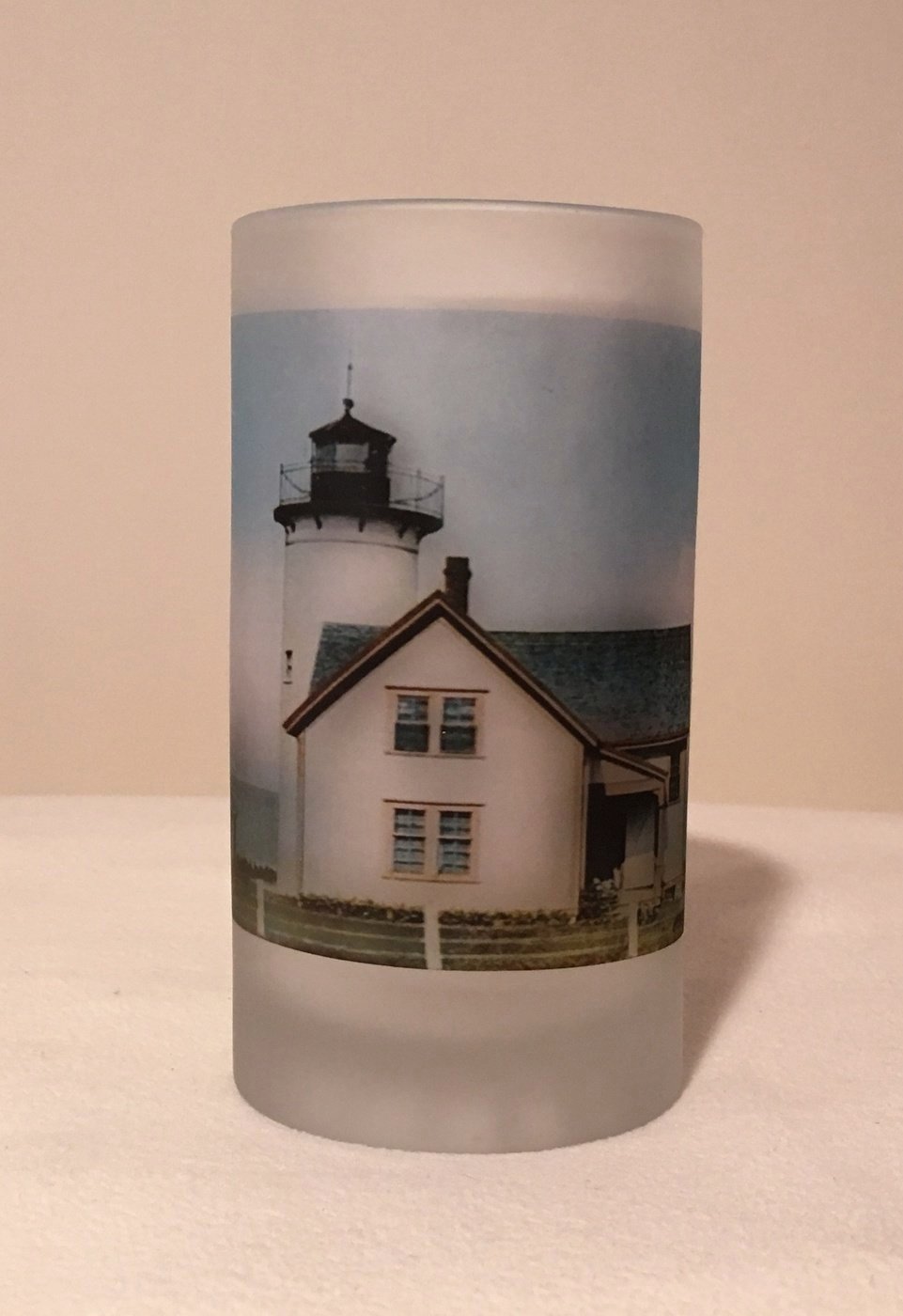 Colorful Frosted Glass Mug of West Chop Light in Tisbury, MA - That Fabled Shore Home Decor