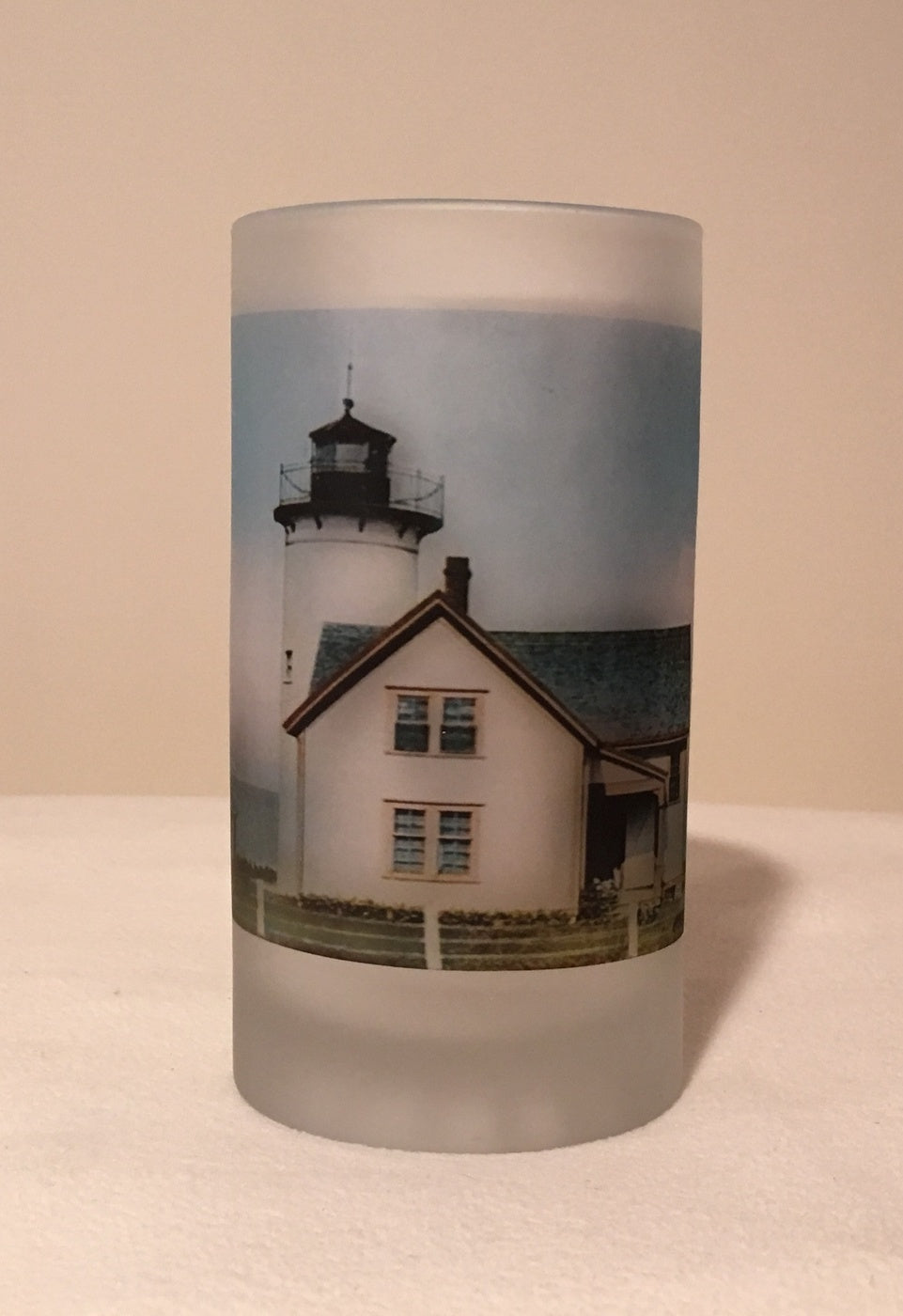 Colorful Frosted Glass Mug Set Of 4 Martha's Vineyard Lighthouses - That Fabled Shore Home Decor