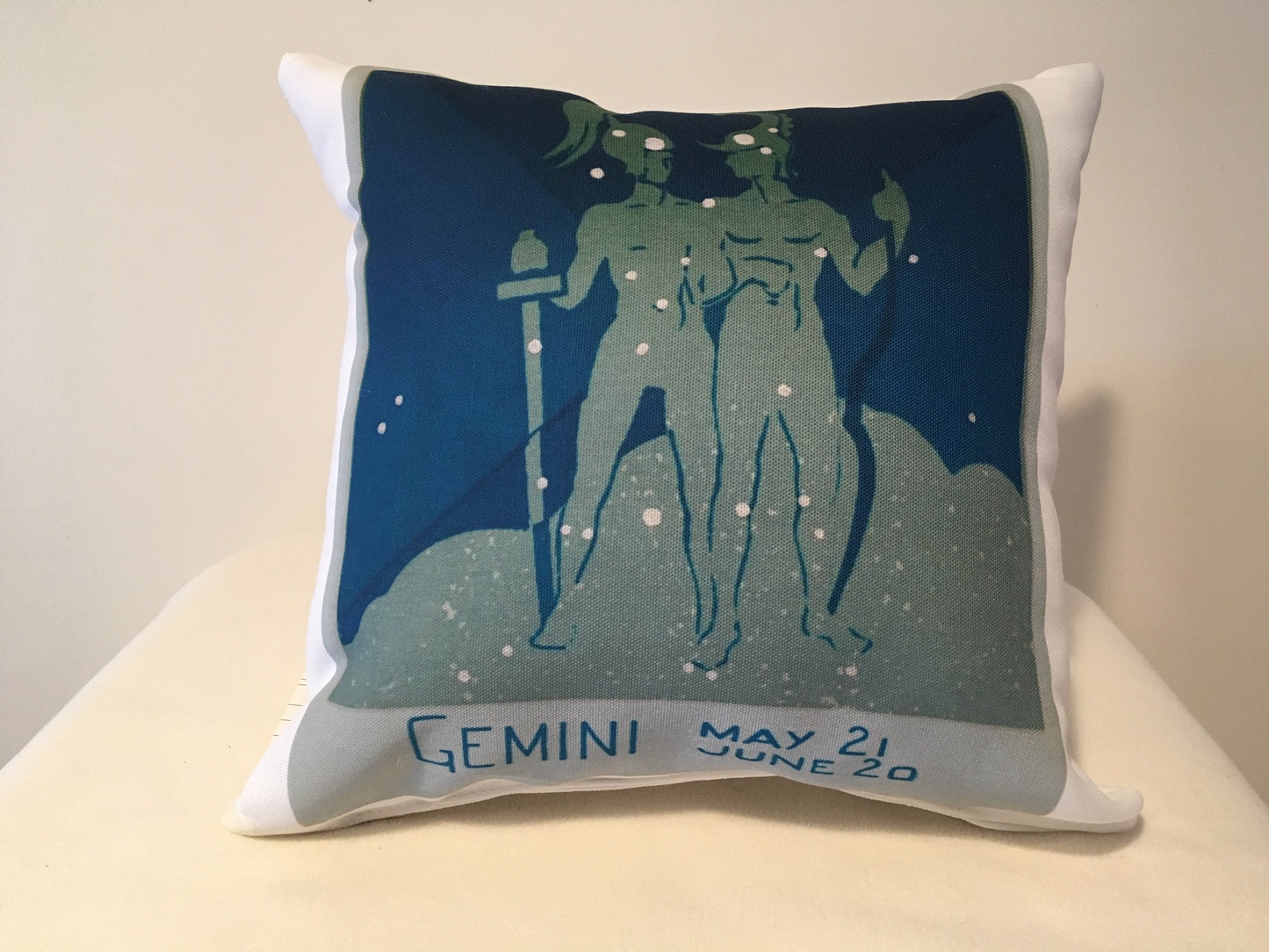 Art Deco Zodiac Pillow - Gemini - That Fabled Shore Home Decor