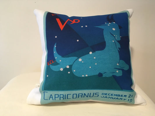 Art Deco Zodiac Pillow - Capricorn - That Fabled Shore Home Decor