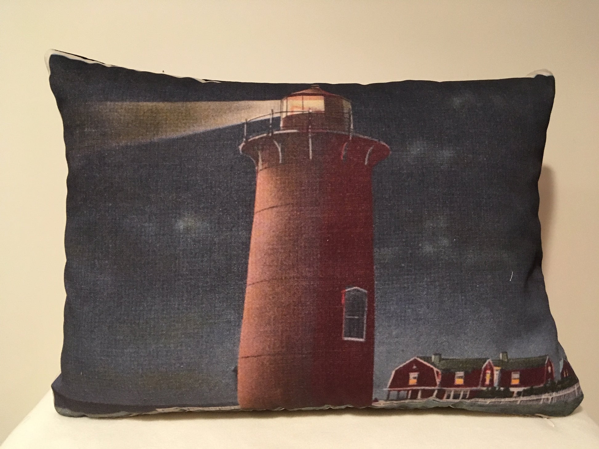 Colorful Cotton Twill Pillow Of East Chop Light in Oak Bluffs, MA - That Fabled Shore Home Decor