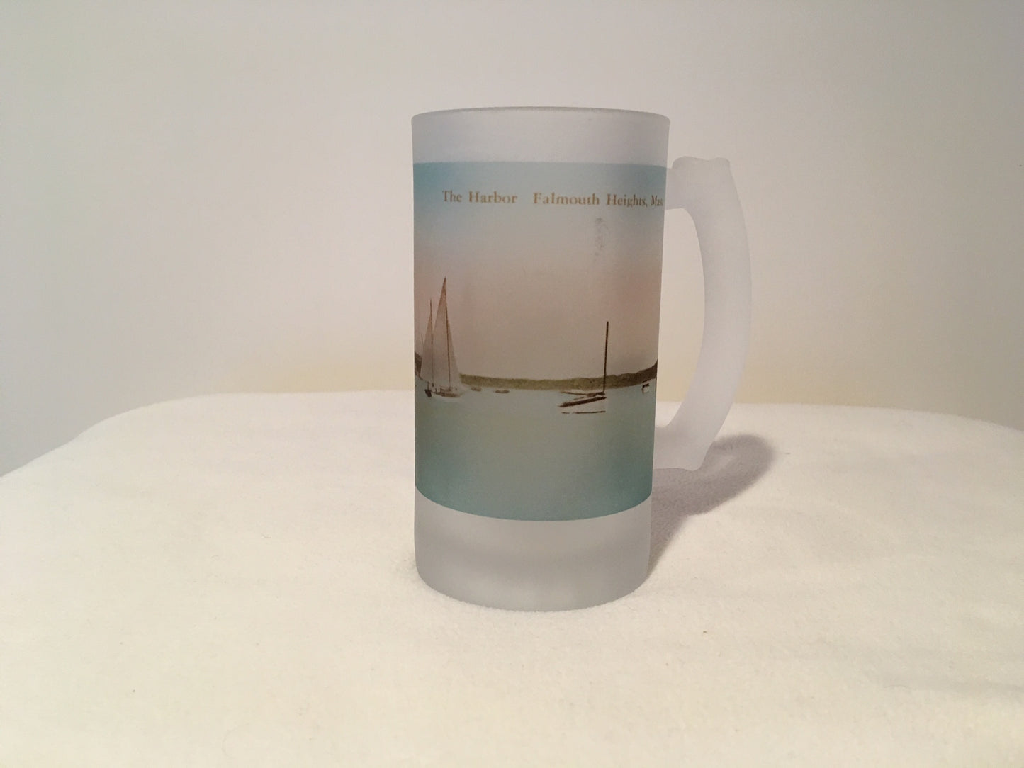 Colorful Frosted Glass Beer Mug of Falmouth Harbor Circa 1925 - That Fabled Shore Home Decor