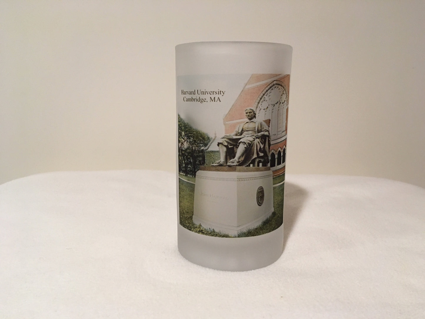 Harvard University Frosted Glass Mug Featuring John Harvard - That Fabled Shore Home Decor