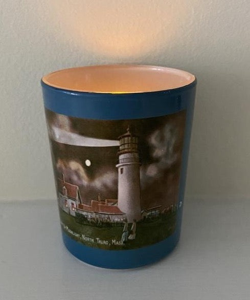 Cape Cod's Highland Light At Night As A Handmade Glass Tea Light Holder - Set of (3)