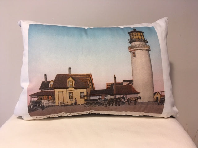 Colorful Cotton Twill Pillow Of Cape Cod's Highland Light - That Fabled Shore Home Decor