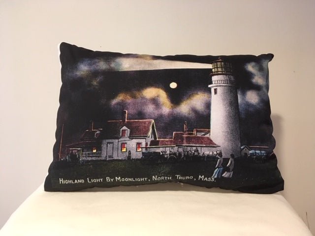 Colorful Cotton Twill Pillow Of Cape Cod's Highland Light - That Fabled Shore Home Decor