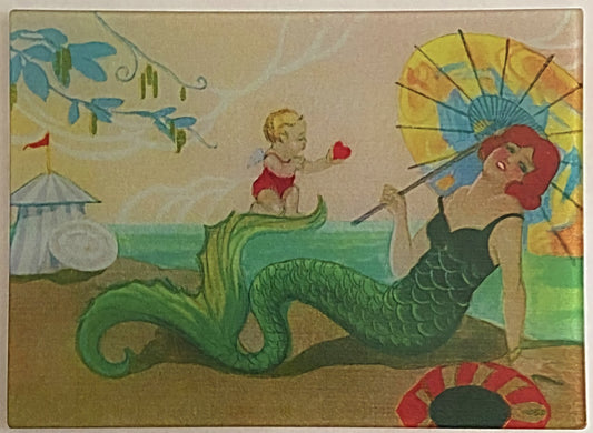 Art Deco Mermaid Tempered Glass Cutting Board
