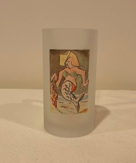 Frosted Glass Beer Mug of Art Deco Diva Mermaid - That Fabled Shore Home Decor