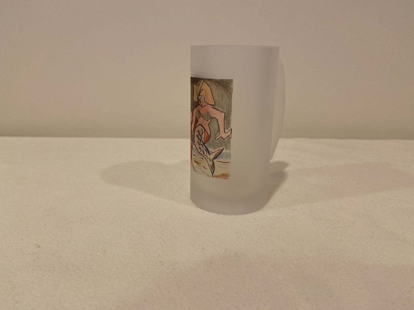 Frosted Glass Beer Mug of Art Deco Diva Mermaid - That Fabled Shore Home Decor