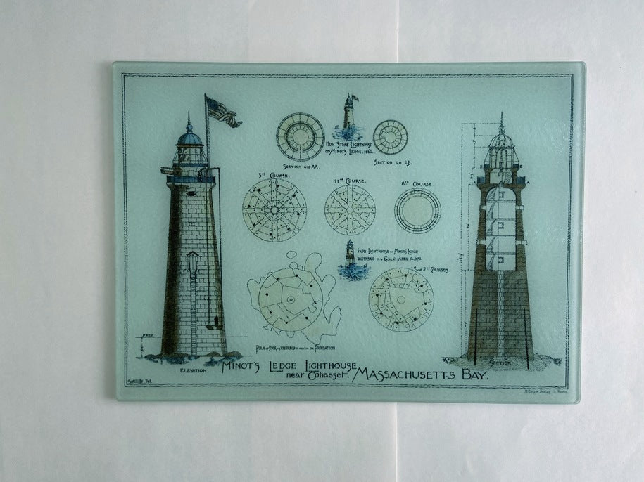 Minot Light Architectural Diagram Glass Cutting Board