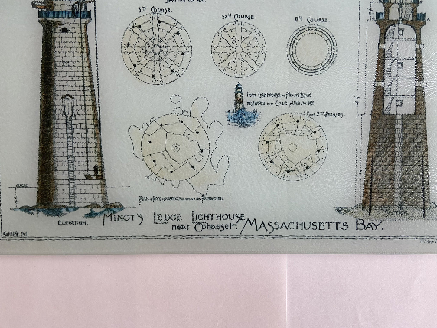 Minot Light Architectural Diagram Glass Cutting Board