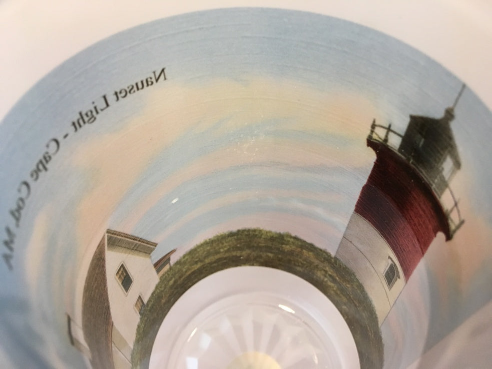 Colorful Frosted Glass Mug Of Nauset Light on Cape Cod - That Fabled Shore Home Decor
