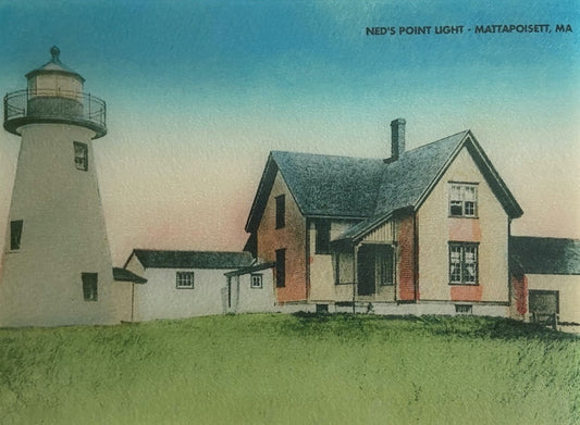 Mattapoisett, MA - Ned's Point Light As A Brightly-Colored Tempered Glass Cutting Board