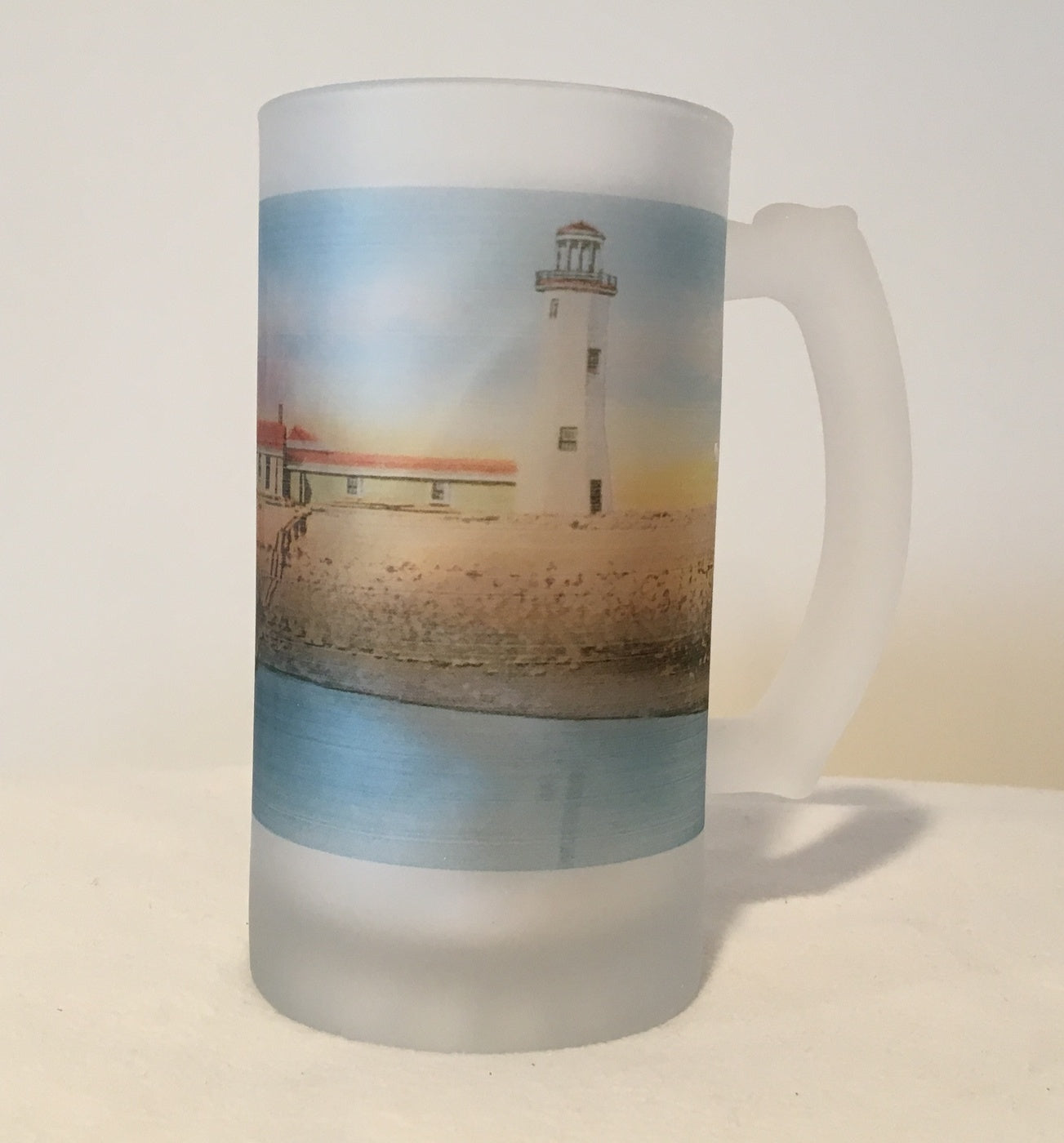 Colorful Frosted Glass Beer Mug of Scituate Light