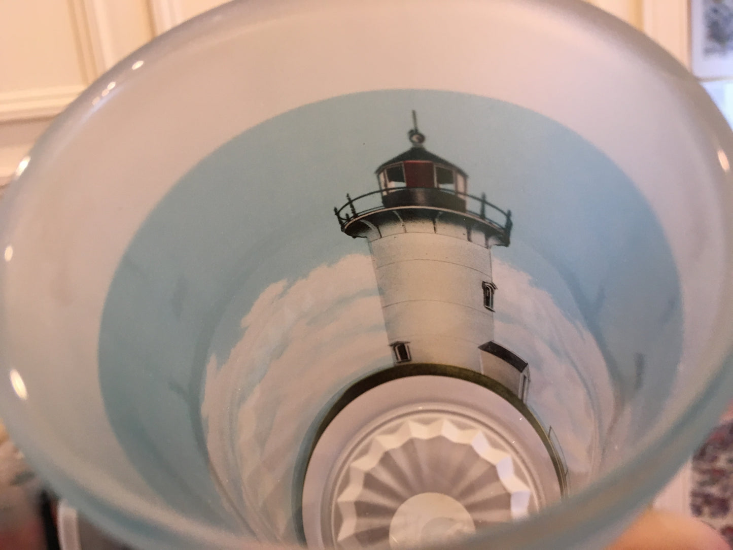 Colorful Frosted Glass Mug of Nobska Light in Falmouth, MA on Cape Cod - That Fabled Shore Home Decor