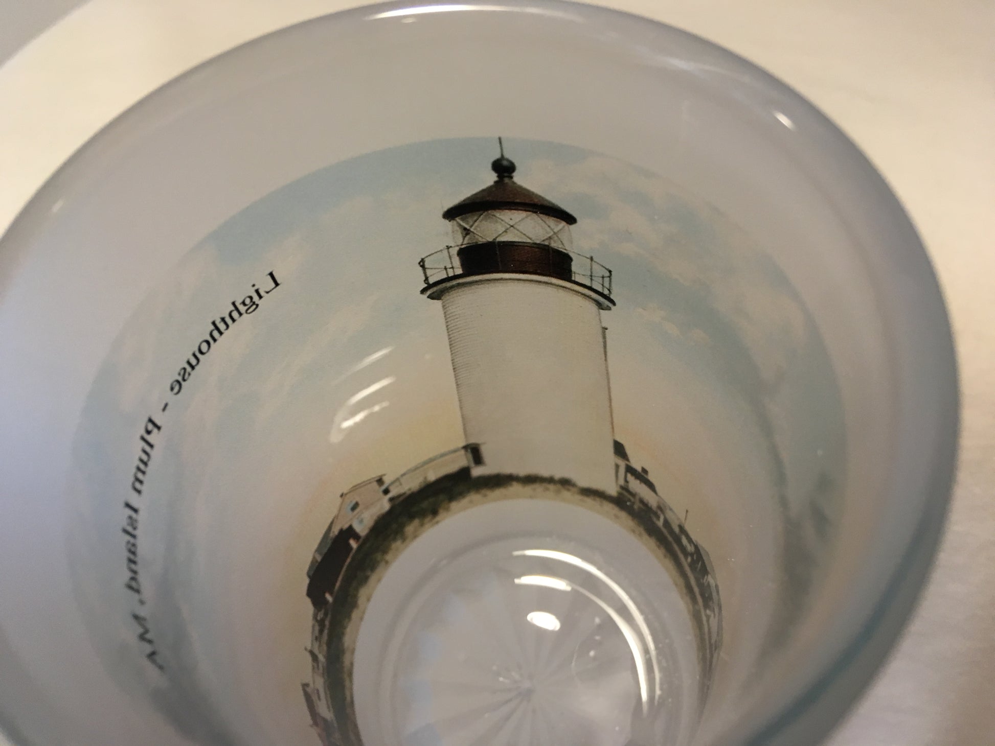 Colorful Frosted Glass Mug of Plum Island Light  In Newburyport, MA - That Fabled Shore Home Decor