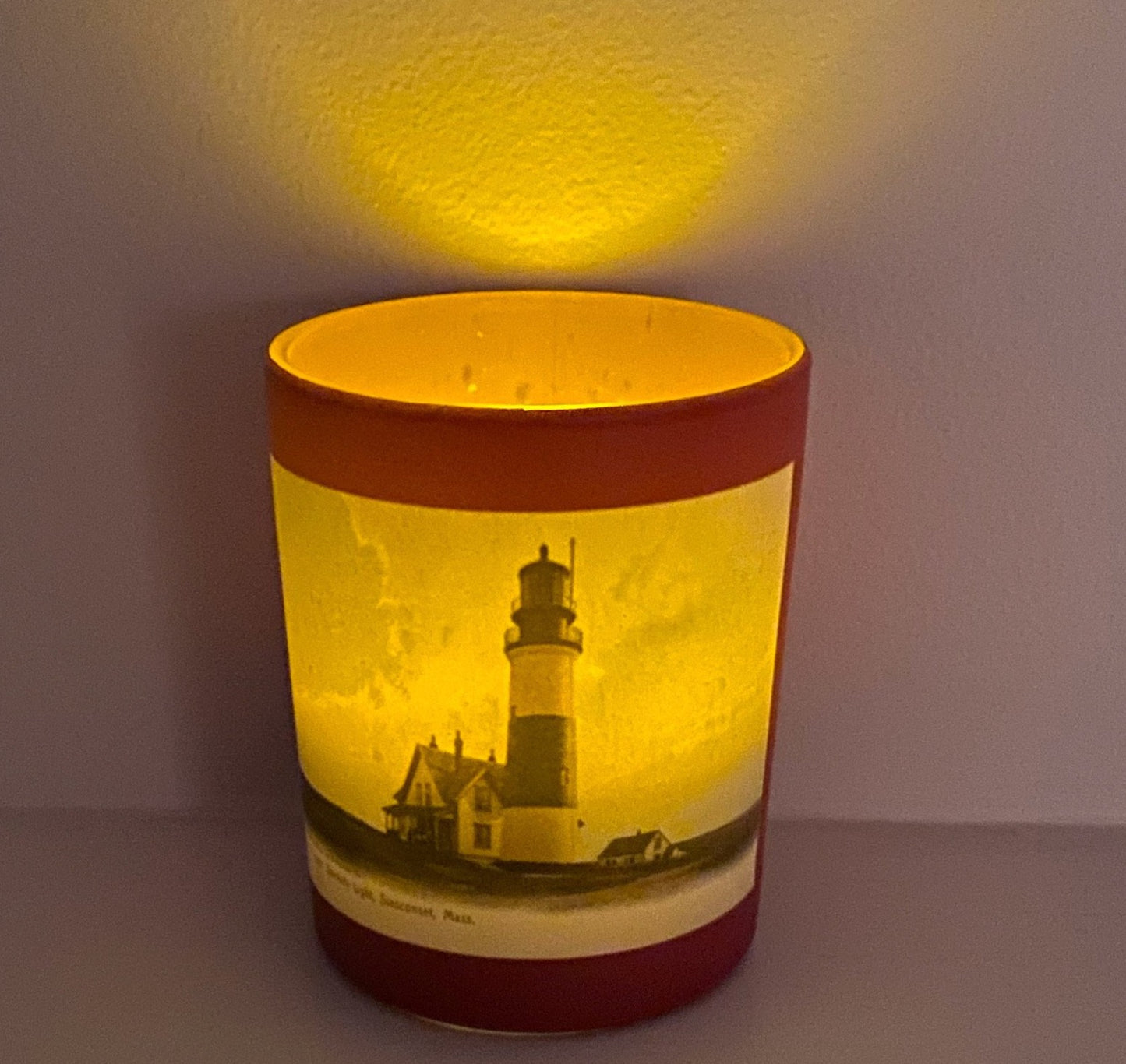 Set of 3 Nantucket Lighthouse Glass Tea Light Candle Holders