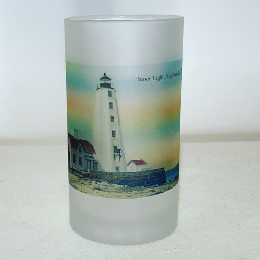 Colorful Frosted Glass Beer Mug of Saybrook, Connecticut's Inner Light.