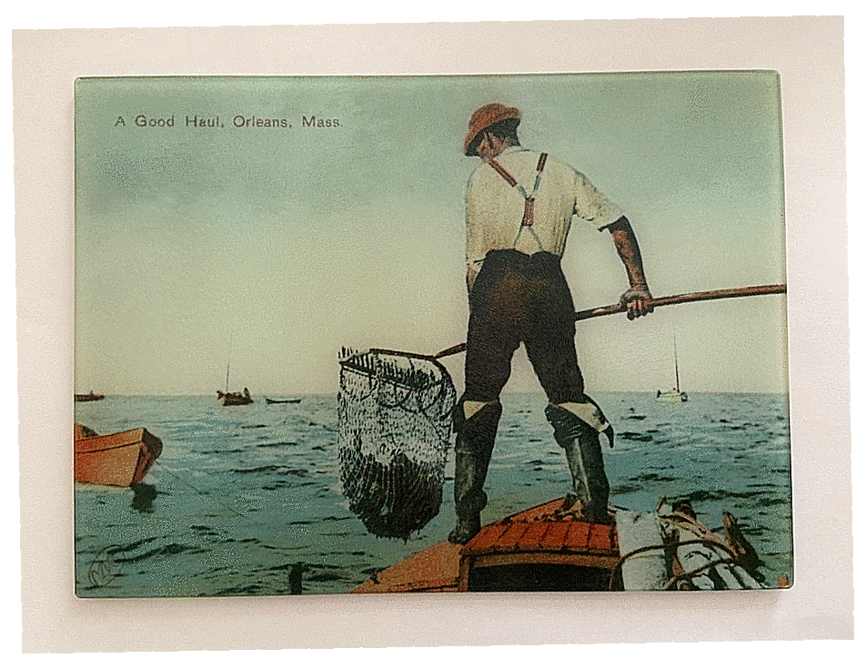 Scallop Fisherman On Cape Cod As A Colorful Tempered Glass Cutting Board